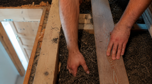 Seegrasdämmung ohne Handschuhe